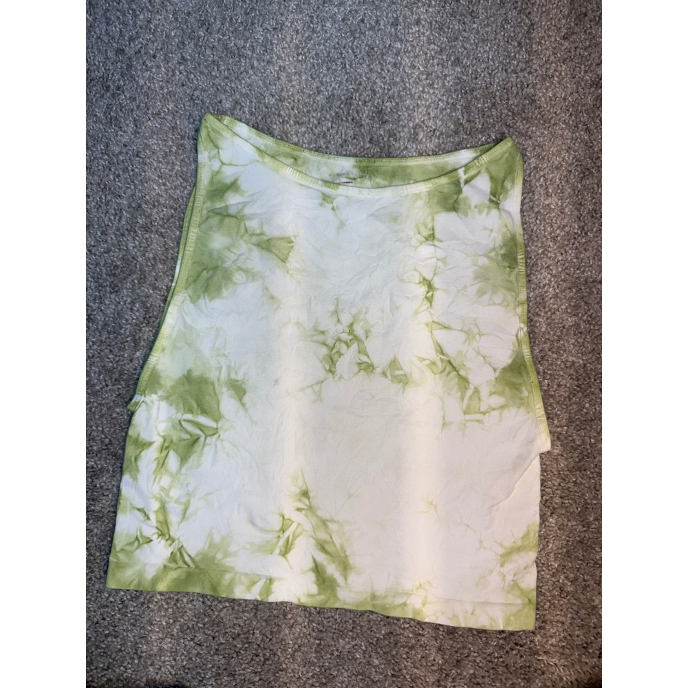 Free People Intimately Tie Dye Crop Tank Top Lime Green White XS S Sleeveless